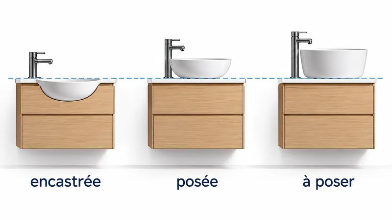 vasque encastree ou a poser hauteur meuble